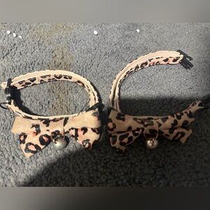 Leopard Print Bow  at/small dog collars (used once)